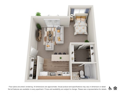 Studio Floor Plan at Veri at Timberhill, Corvallis, OR
